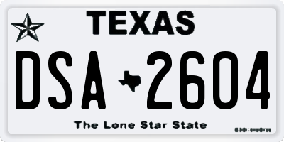 TX license plate DSA2604