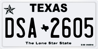 TX license plate DSA2605