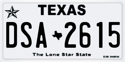 TX license plate DSA2615