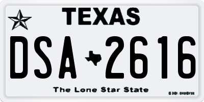TX license plate DSA2616