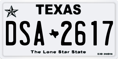 TX license plate DSA2617