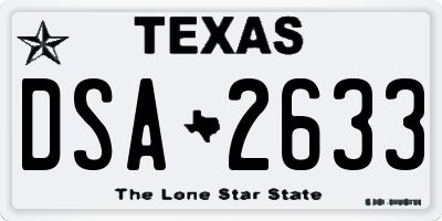 TX license plate DSA2633