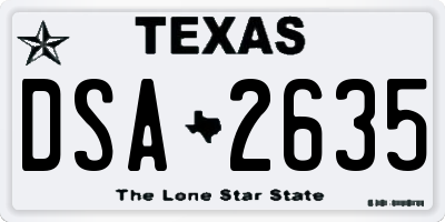 TX license plate DSA2635