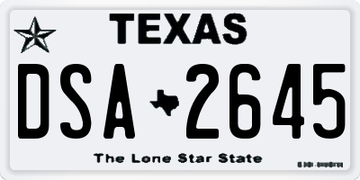 TX license plate DSA2645