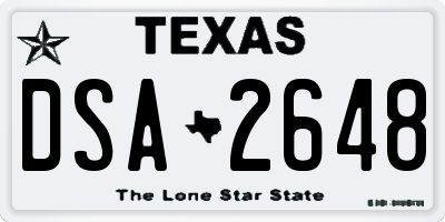 TX license plate DSA2648