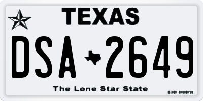 TX license plate DSA2649