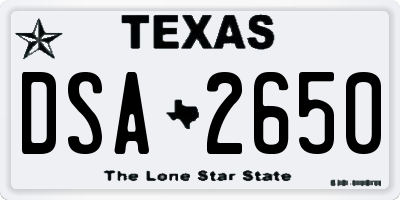 TX license plate DSA2650
