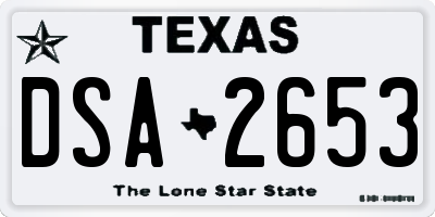 TX license plate DSA2653
