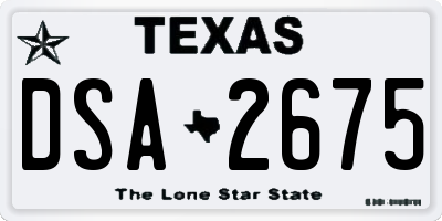 TX license plate DSA2675