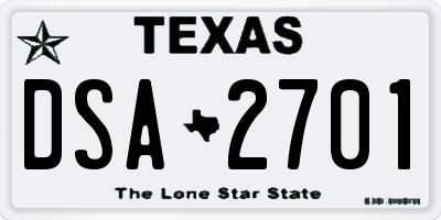 TX license plate DSA2701