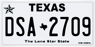 TX license plate DSA2709
