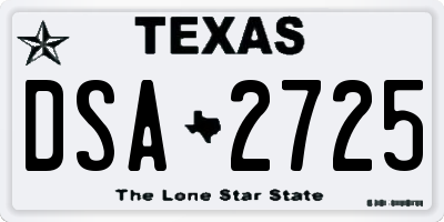 TX license plate DSA2725