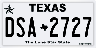 TX license plate DSA2727