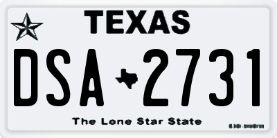 TX license plate DSA2731
