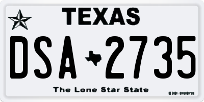 TX license plate DSA2735