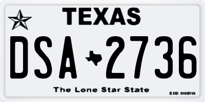 TX license plate DSA2736