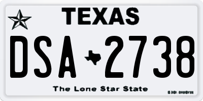 TX license plate DSA2738