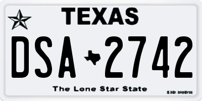 TX license plate DSA2742