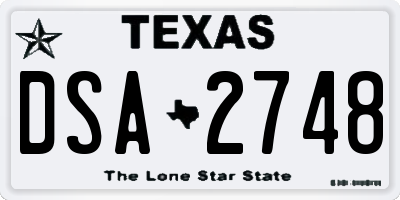 TX license plate DSA2748