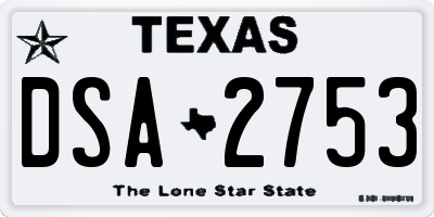 TX license plate DSA2753