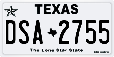 TX license plate DSA2755