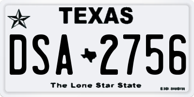 TX license plate DSA2756