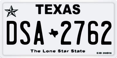 TX license plate DSA2762