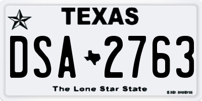 TX license plate DSA2763