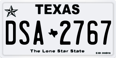 TX license plate DSA2767