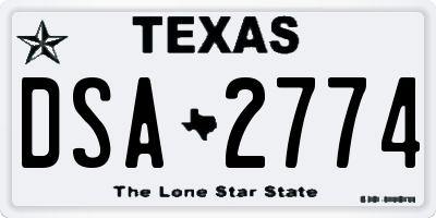 TX license plate DSA2774