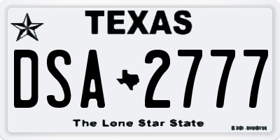 TX license plate DSA2777