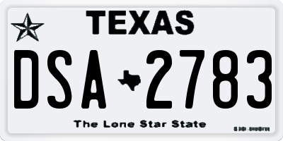 TX license plate DSA2783