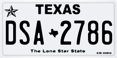 TX license plate DSA2786