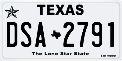 TX license plate DSA2791