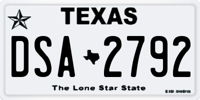 TX license plate DSA2792