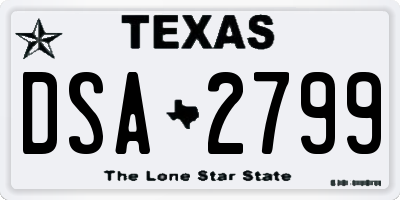 TX license plate DSA2799
