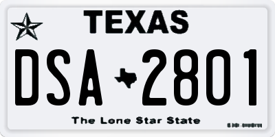 TX license plate DSA2801