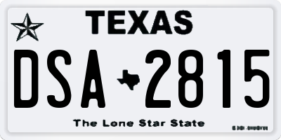 TX license plate DSA2815