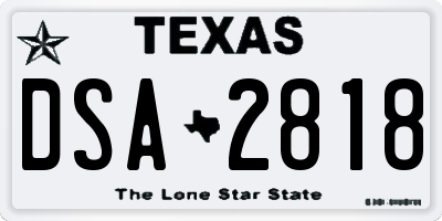 TX license plate DSA2818