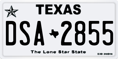 TX license plate DSA2855