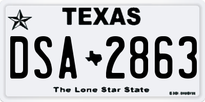 TX license plate DSA2863