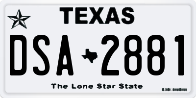 TX license plate DSA2881