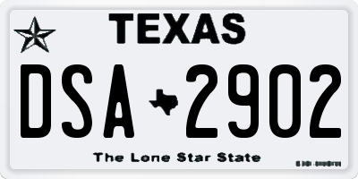 TX license plate DSA2902