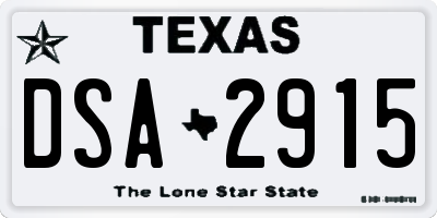 TX license plate DSA2915