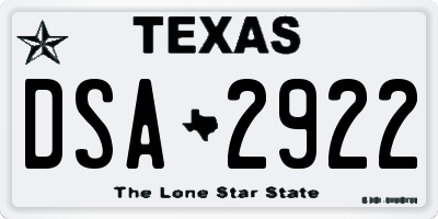 TX license plate DSA2922