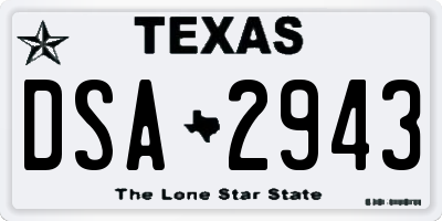 TX license plate DSA2943