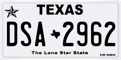 TX license plate DSA2962