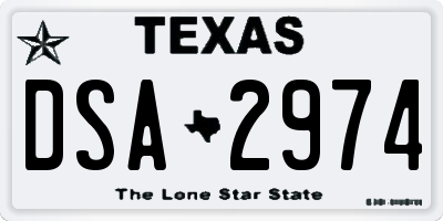 TX license plate DSA2974