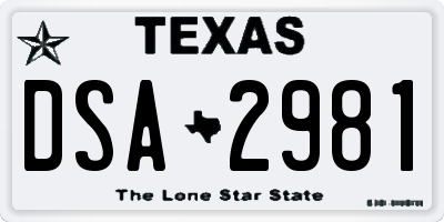 TX license plate DSA2981