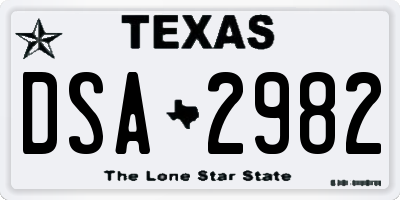 TX license plate DSA2982